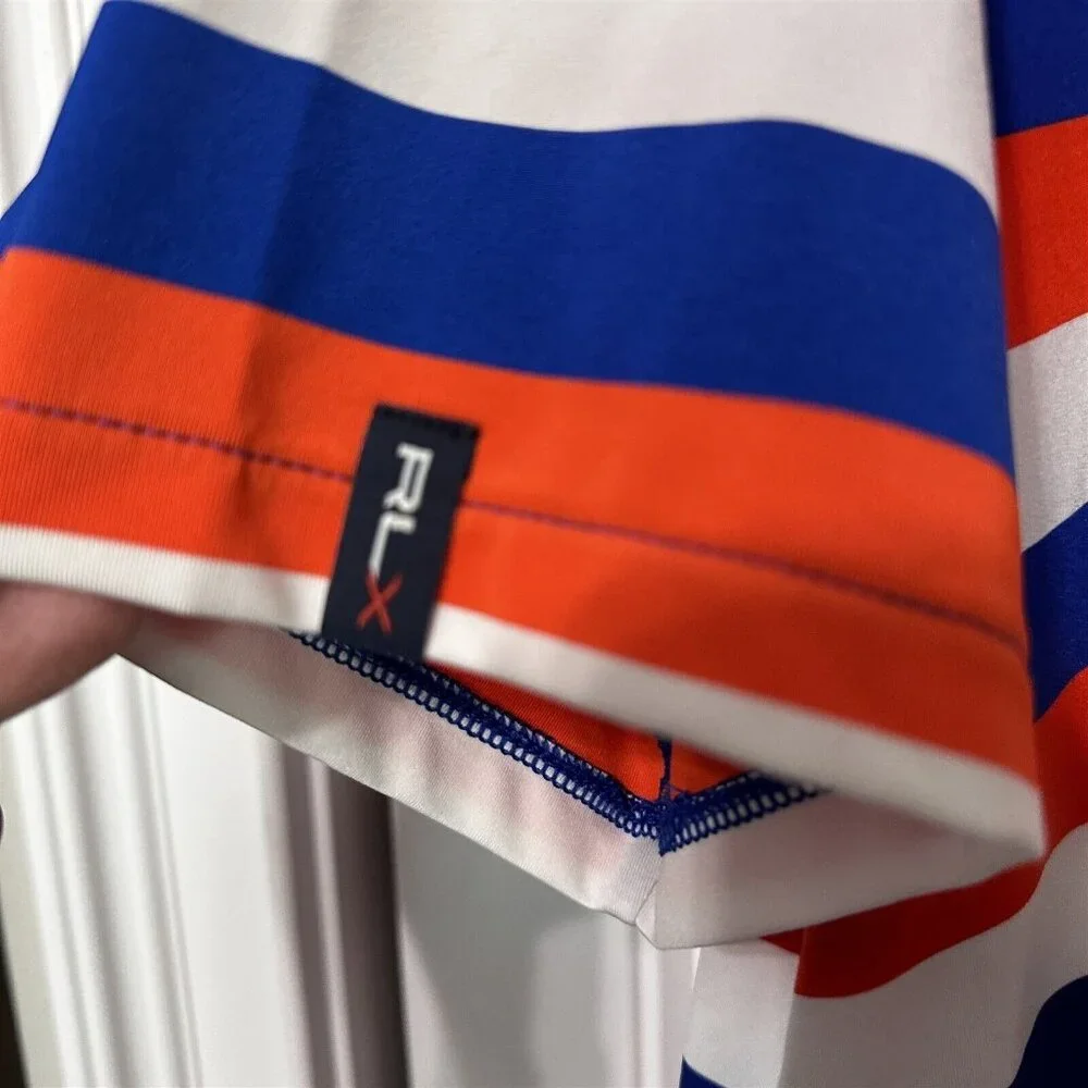 Ralph Lauren RLX Polo Large Striped Blue Orange Golf Casual